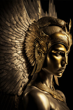 Goddess Hero Female Warier with a golden Mask and Golden Wings Goddess Legacy