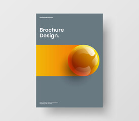 Modern realistic balls magazine cover illustration. Clean presentation vector design layout.