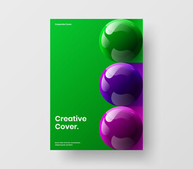 Abstract 3D balls journal cover layout. Simple placard vector design illustration.