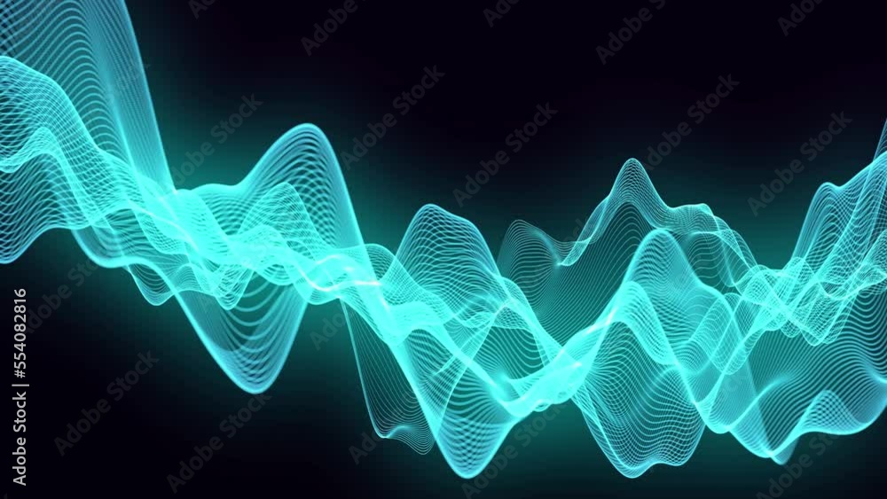 Poster futuristic particle wave. abstract technology background. big data visualization. 3d rendering. 4k a