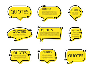 Quote box frame, big set. Texting quote blank template boxes. Blank template, quotation bubble,  bubble blog quotes symbols.