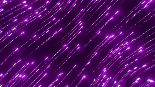 Flying glowing particles with tails. Design. Bright narrow curving lights in the sky.