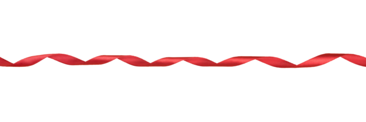 Red twisted ribbon. Isolated png with transparency