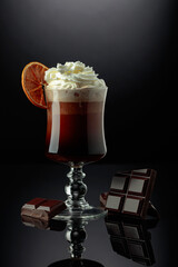 Chocolate cocktail with whipped cream.