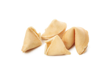 Chinese fortune cookies with prediction words, isolated on white background
