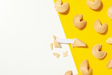 Chinese fortune cookies with prediction words, space for text