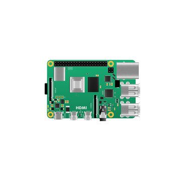 Realistic raspberry pi model B board detailed illustration of the top view. For education.