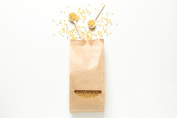 Concept of cooking, uncooked ptitim, top view