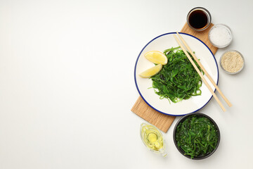 Concept of Japanese cuisine, Chuka salad, space for text