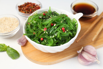 Concept of Japanese cuisine, Chuka salad, close up