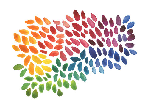 Watercolor leaf drop blot Painting colors. Abstract texture stain on Png tranparent background.