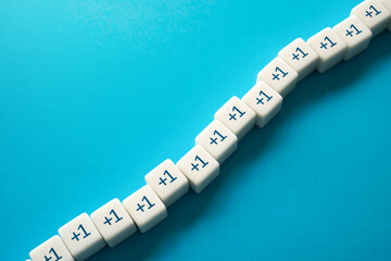 Plus one. Sequential addition to the sum. Rows of blocks. Add one more. Sequence. Arithmetic...