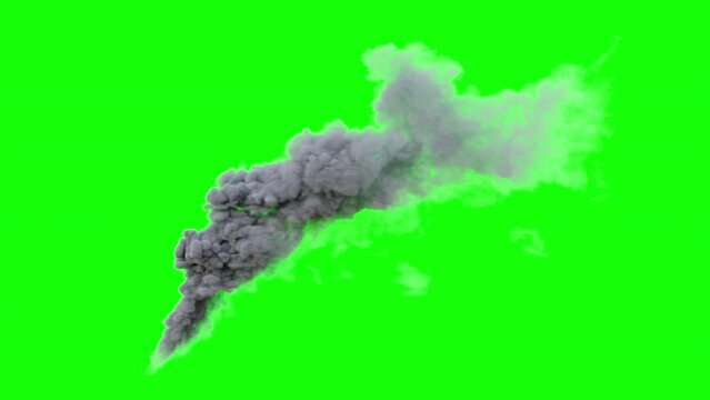 chimney smoke. on green background. heavy factory smoke. pollution smoke animation