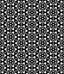 Black and white seamless abstract pattern. Background and backdrop. Grayscale ornamental design. Mosaic ornaments. Vector graphic illustration. EPS10.