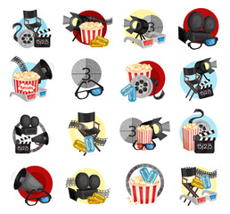 Film Composition with Cinema Items Big Vector Set
