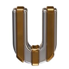 Silver letters with gold. capital letter u © oleg