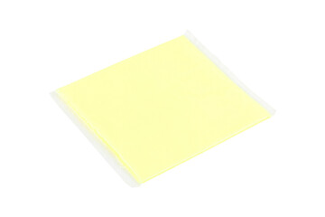 a piece of cheese, a plate of cheese sealed in a transparent film, isolated from the background