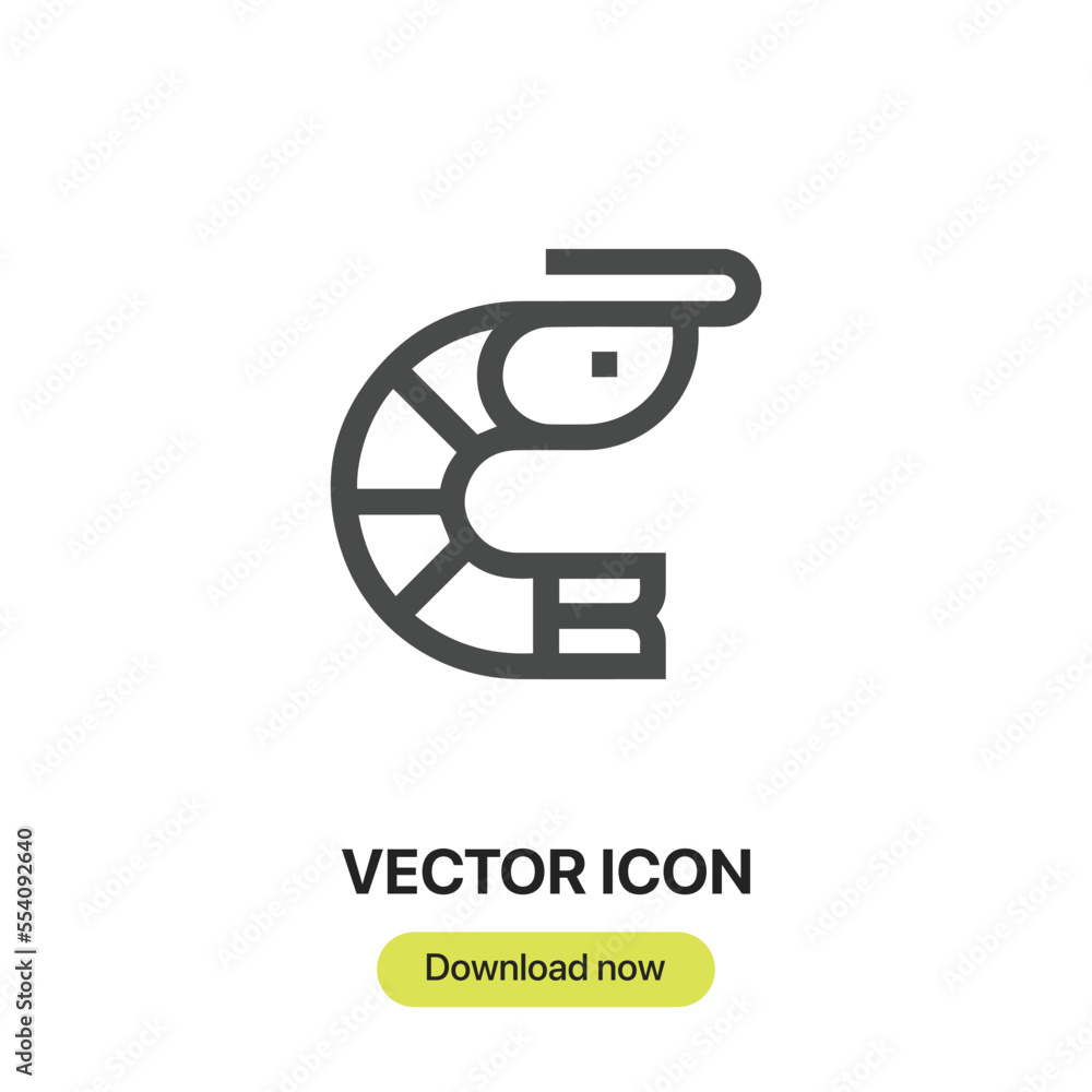 Poster prawn icon vector.liner style for mobile concept and web design.prawn symbol illustratin.pixel vecto