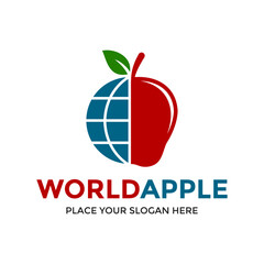Fruit world vector logo template