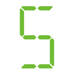 Simple illustration of digital number. Electronic figure of number five