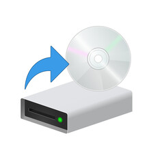Volumetric disk drive with compact disc icon for personal computer