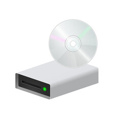 Volumetric disk drive with compact disc icon for personal computer