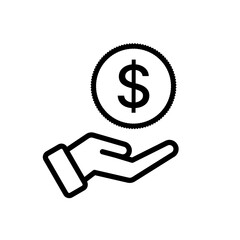 Icon of a Hand Holding a dollar Coin