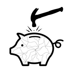 Icon of a Hammer breaking a piggy bank