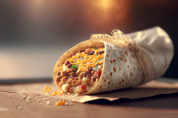 illustration of Mexican dish, Burrito 