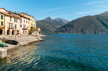 Naklejka premium Landscape of Lake Como from lakeside of San Siro village, Lombardy, Italy