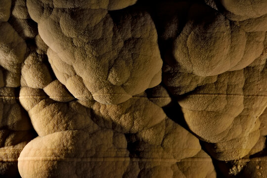 Giant cave mammillaries that were once underwater and part of the main lake.; Carlsbad Caverns National Park, New Mexico.