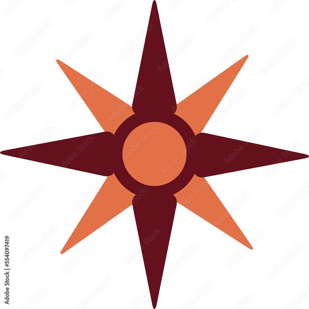 Poster navigational star semi flat color raster object. full sized item on white. compass rose. celestial n