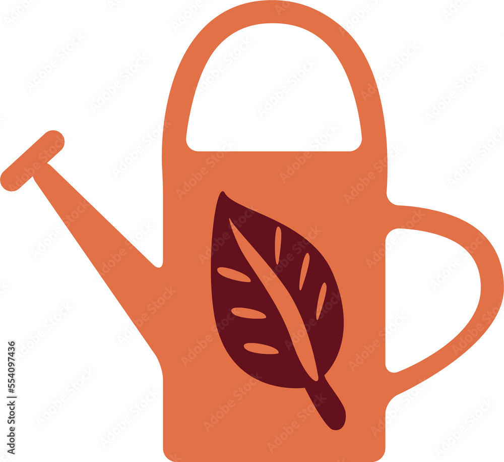 Aufkleber watering can semi flat color raster object. full sized item on white. sprinkling plants and flowers.