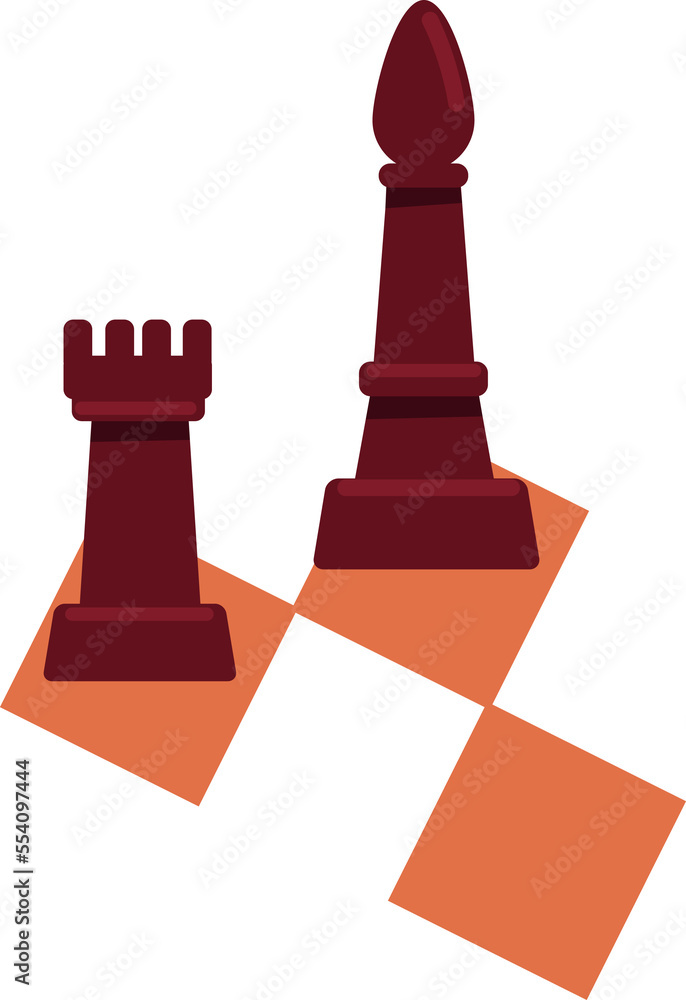 Poster chess pieces semi flat color raster object. full sized item on white. playing brain game. making bet