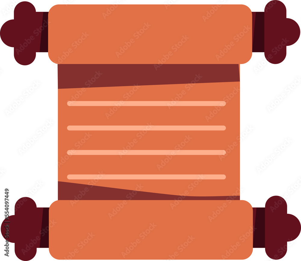Aufkleber ancient scroll semi flat color raster object. historic discovery. full sized item on white. historic