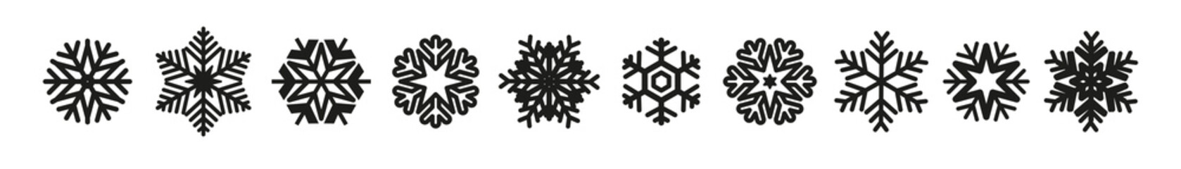 Large collection of snowflakes. Xmas decoration elements.