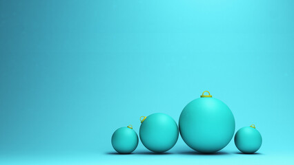 cyan christmas tree toys 3d rendering