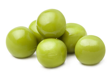 Delicious green peas, isolated on white background