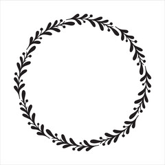 Hand drawn Christmas wreath. Round floral frame for invitations, posters, greeting cards, web, frame art.