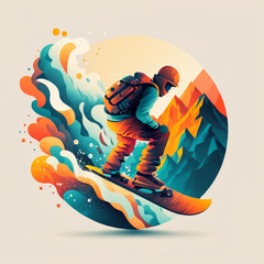 Illustration Snowboarder- ai generiert