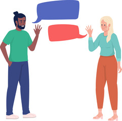 Language learning friends semi flat color raster characters. Standing figures. Conversation exchange imple cartoon style illustration for web graphic design and animation © IMGvisualsCharacters