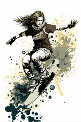 Snowboard Mädchen Illustration - ai generiert