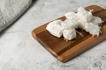 bala de coco or brazilian coconut candy, a gourmet homemade sweet dessert made of coconut