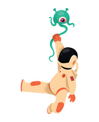 Naklejka premium astronaut with alien green