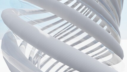 Abstract background white spiral pattern 3d render