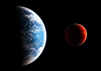 Earth sunrise in space. 3d render 