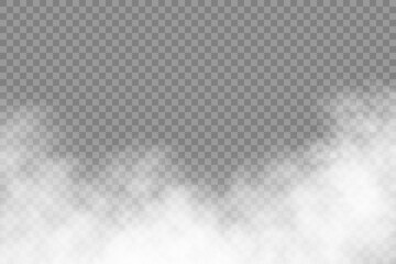 White vector cloudiness ,fog or smoke on checkered background.Cloudy sky or smog over the city.Vector illustration.