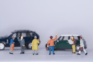 a group of business people, cars in the background background