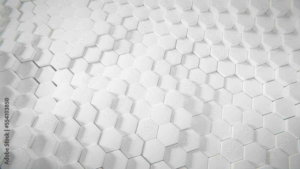 Poster futuristic hexagon background. 3d render. abstract white hexagonal pattern. random motion. seamless 