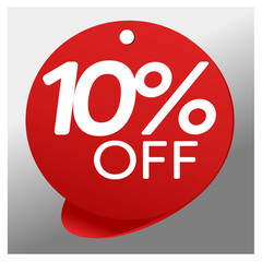 Sale special offer red tag 10% off isolated vector illustration, promotion and offer price
